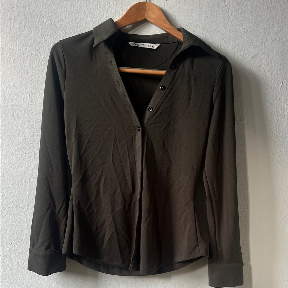 Zara Olive Green Blouse